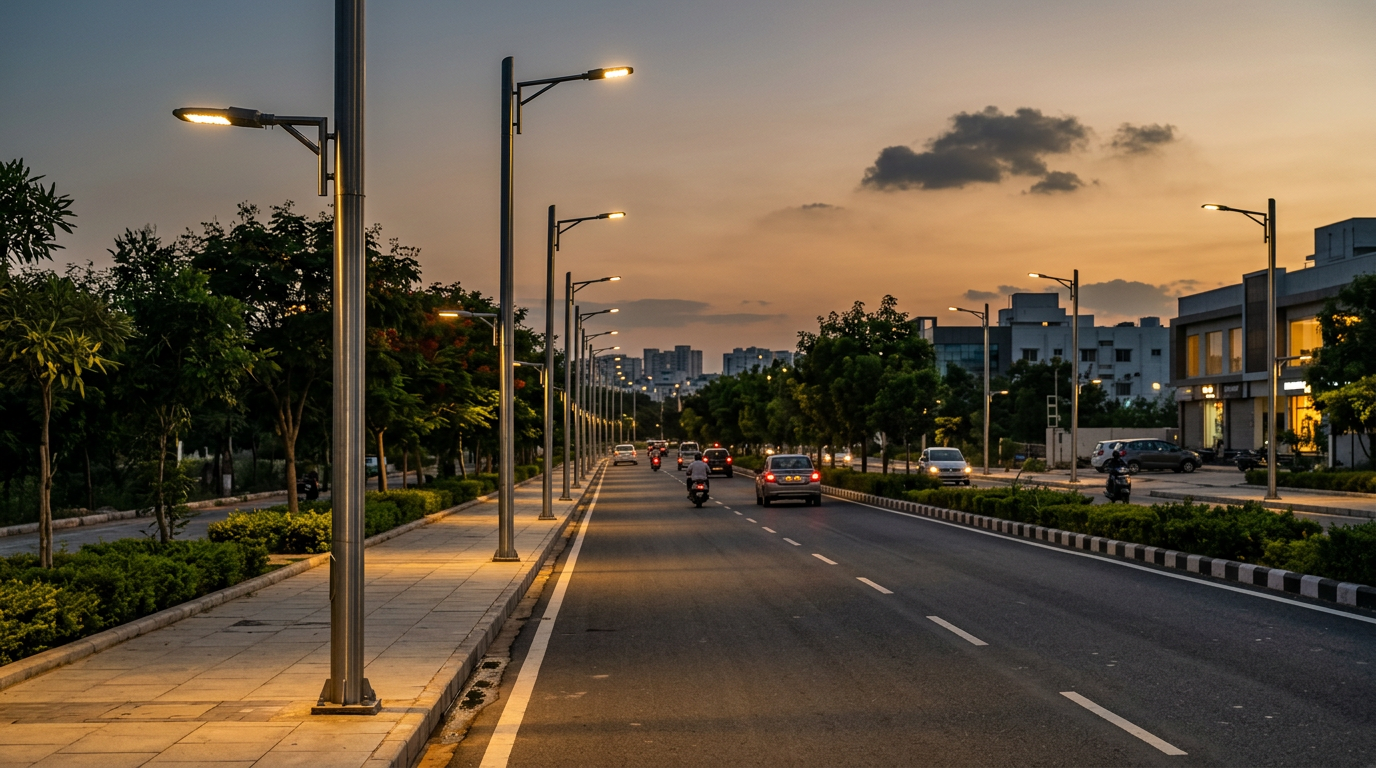 Stainless steel street poles